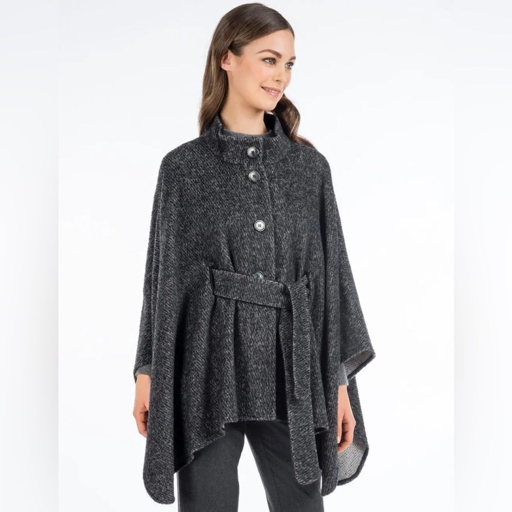 Blarney Woollen Mills Maggi Wool Cape Gray Black - O/S - NWOT - $298.00 - Picture 1 of 16